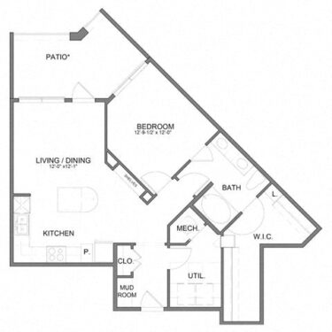 Rendering of the HHA9.3 floor plan with 1 bedroom[s] and 1 bathroom[s] at Hudson at Austin Ranch
