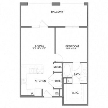 Rendering of the HHA2.2 floor plan with 1 bedroom[s] and 1 bathroom[s] at Hudson at Austin Ranch